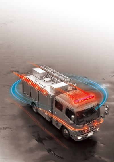 【PATLITE】消防車両用の総合カタログ(散光式警光灯)の表紙ビジュアル